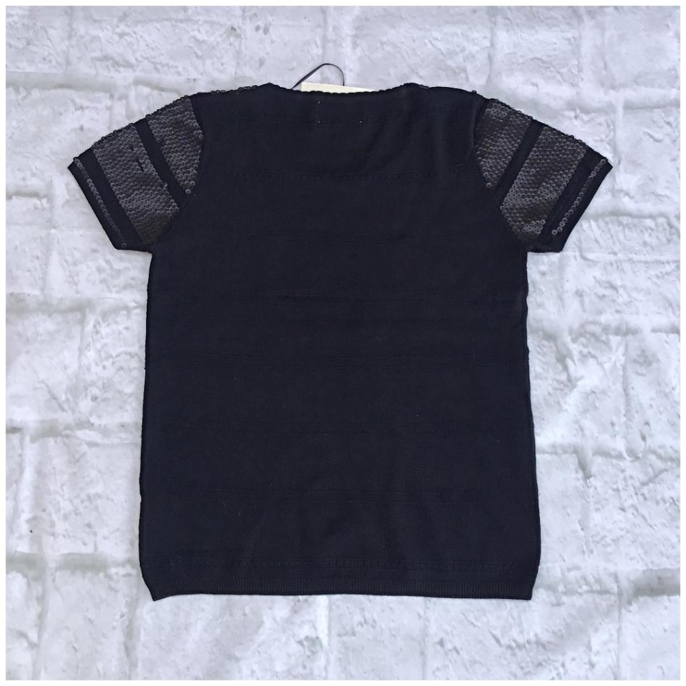 LAST ONE! SKIES ARE BLUE Stitch Fix Matte Black Sequins Top - Picture 5 of 8